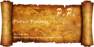Porcz Patony névjegykártya